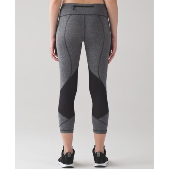Lululemon Pace Rival Crop 22" Leggings Heathered Black Size 4 - Picture 3 of 11